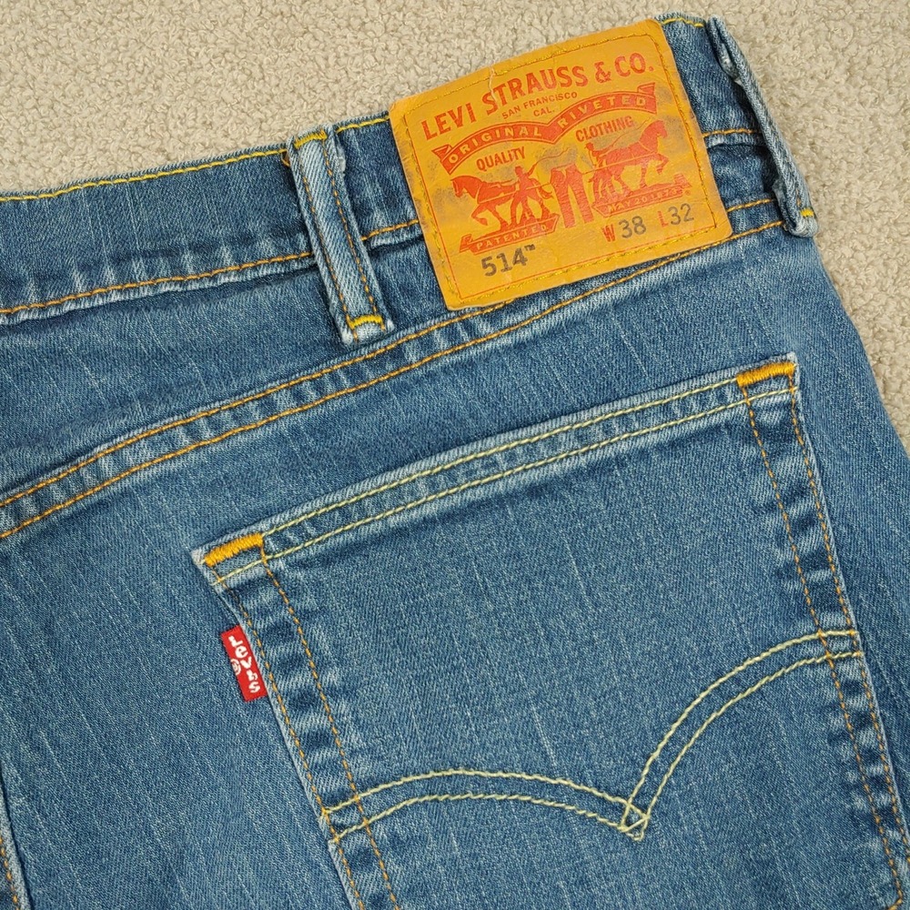 Levi Strauss 514 Straight Leg Jeans - Mens 38x30 - Blue Denim Stretch - Picture 5 of 16